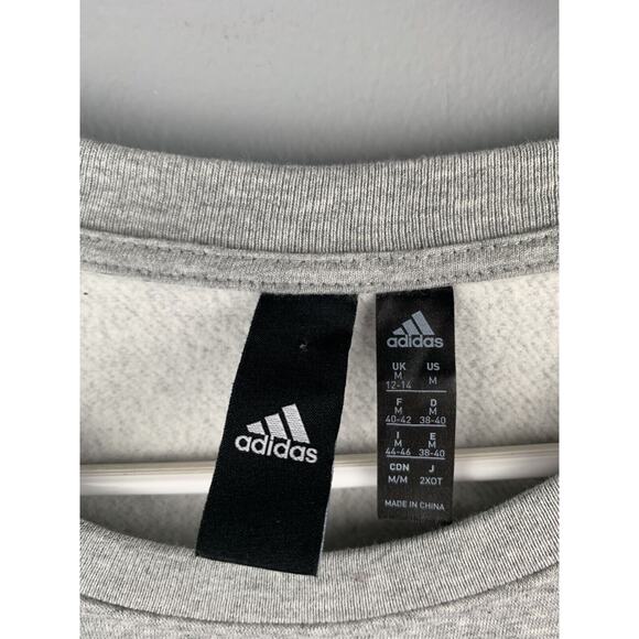 Adidas Pullover Sweatshirt Mens Medium Gray Stripes Solid Long Sleeve Crew Neck - Picture 3 of 6
